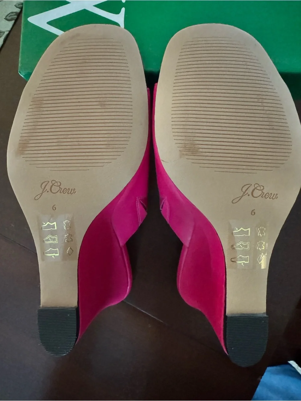 J. Crew Fuchsia Leather Slide Wedge Mules size 6